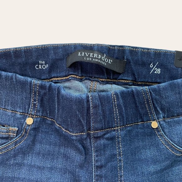 Chloe Pull-ON Jeans Liverpool Los Angeles The Crop Size 6 Denim Blue NWT #218 - Picture 3 of 7